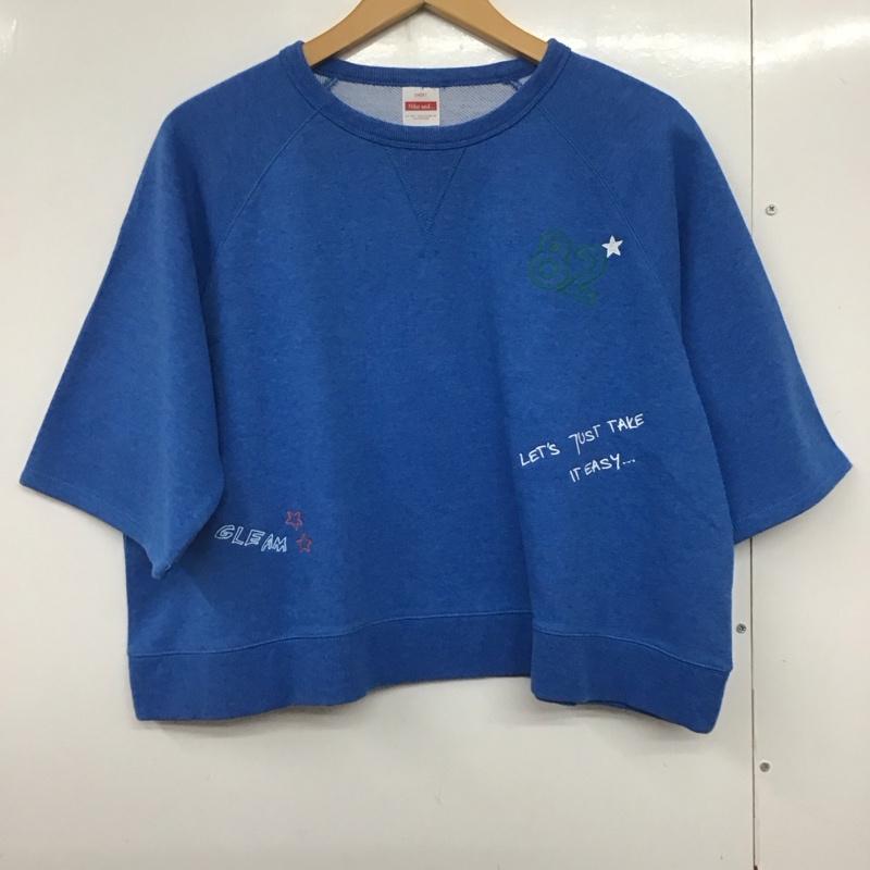 ニコアンド niko and... トレーナー 半袖 無地 X 刺繍 青 / ブルー /  レディース USED 古着 中古 10140699