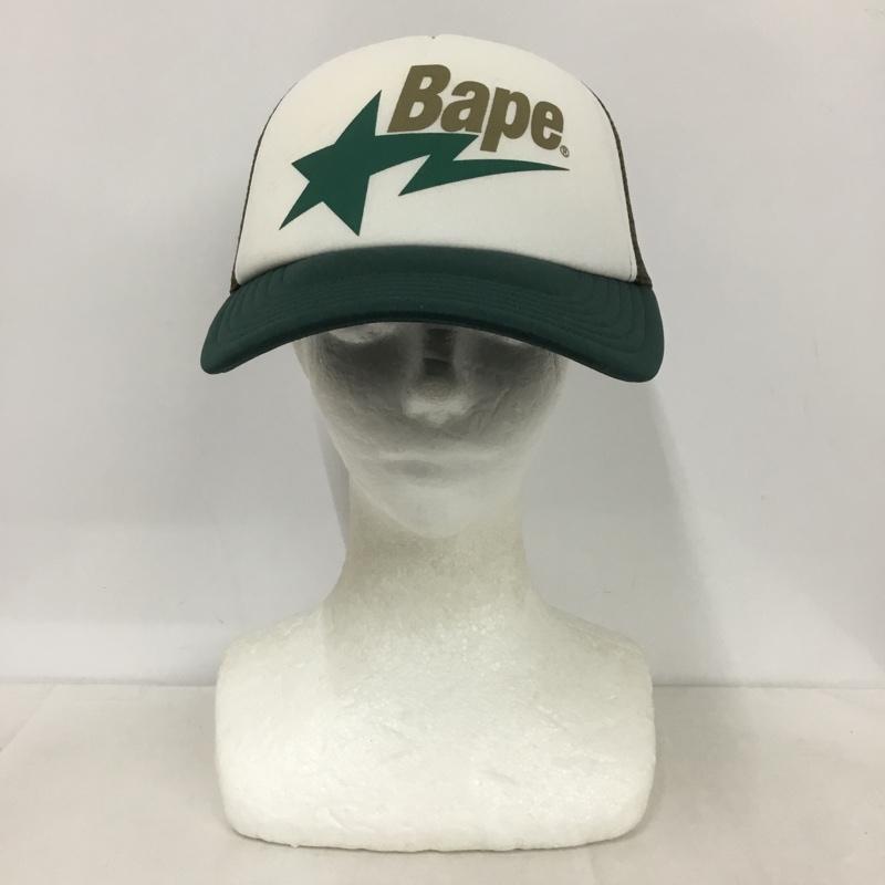 アベイシングエイプ A BATHING APE 帽子 キャップ BAPE STA MESH CAP メッシュキャップ ロゴ、文字 白 / ホワイト / X 緑 / グリーン /  メンズ USED 古着 中古 10142183