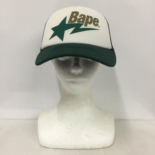 アベイシングエイプ A BATHING APE 帽子 キャップ BAPE STA MESH CAP メッシュキャップ ロゴ、文字 白 / ホワイト / X 緑 / グリーン /  メンズ USED 古着 中古 10142183