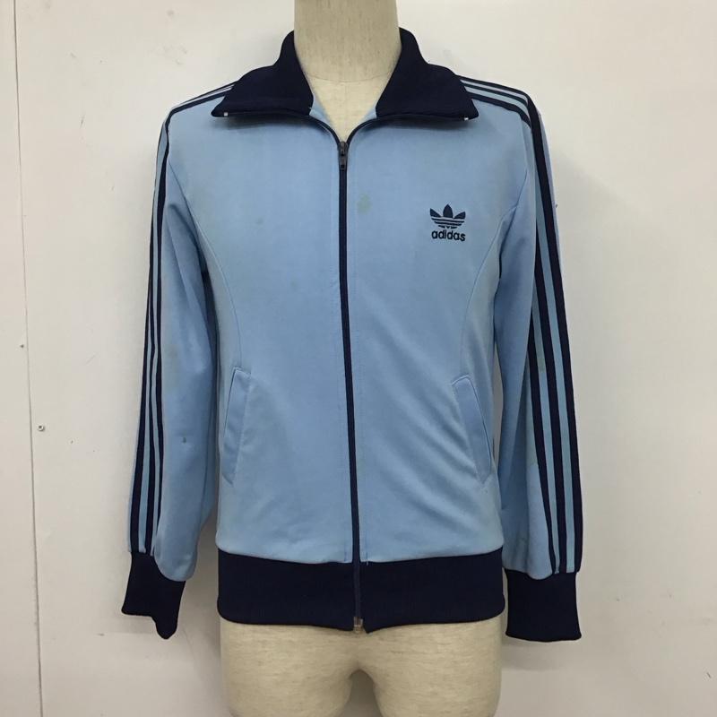 アディダス adidas ジャケット、上着 ジャケット、ブレザー ジップアップジャケット ジャージ 70s 現状品 ロゴ、文字 水色 / ライトブルー /  メンズ USED 古着 中古 10124942