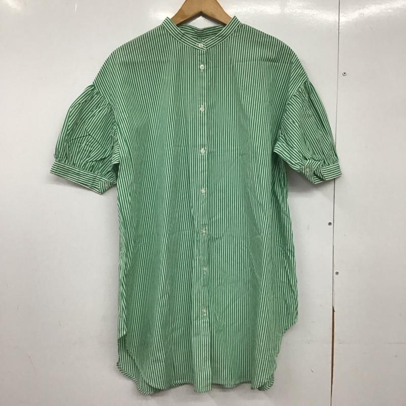 ディスコート Discoat シャツ、ブラウス 半袖 FREE ストライプ 白 / ホワイト / X 緑 / グリーン /  レディース USED 古着 中古 10150910