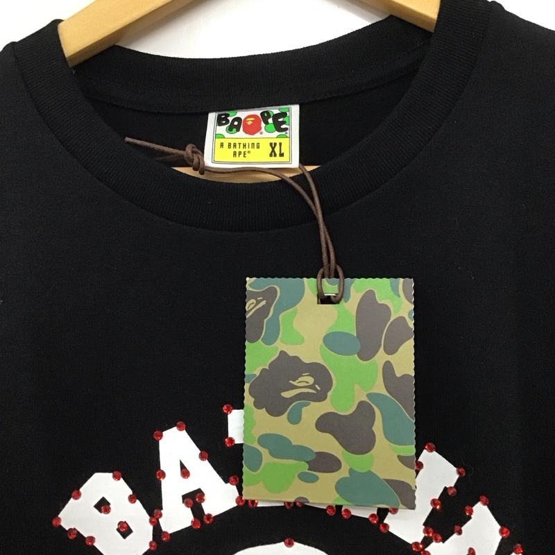 ベイプ BAPE Tシャツ 半袖 半袖カットソー プリントTシャツ クルーネックカットソー XL ロゴ、文字 黒 / ブラック /  メンズ USED 古着 中古 10132674