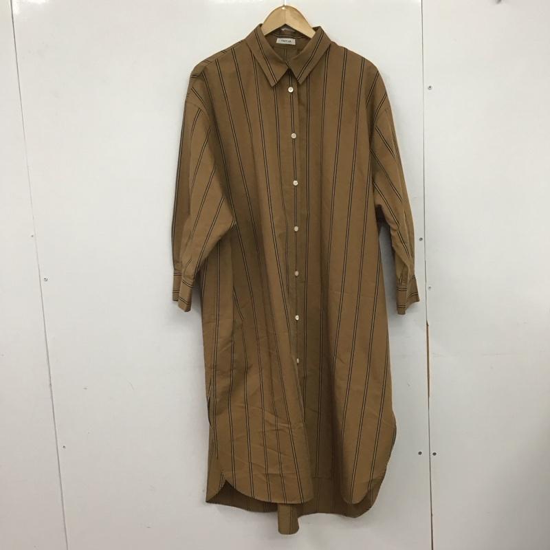 フレイ アイディー FRAY I.D ワンピース ロングスカート fwfb194604 カメリアビッグロングシャツ シャツロングワンピース 0 ストライプ キャメル / キャメル /  レディース USED 古着 中古 10146154