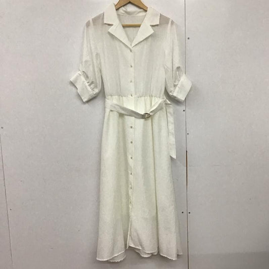 レイカズン Ray Cassin ワンピース ロングスカート 半袖ロングワンピース フレアスカート ウエスト切り替え シャツワンピース FREE 無地 白 / ホワイト /  レディース USED 古着 中古 10141291