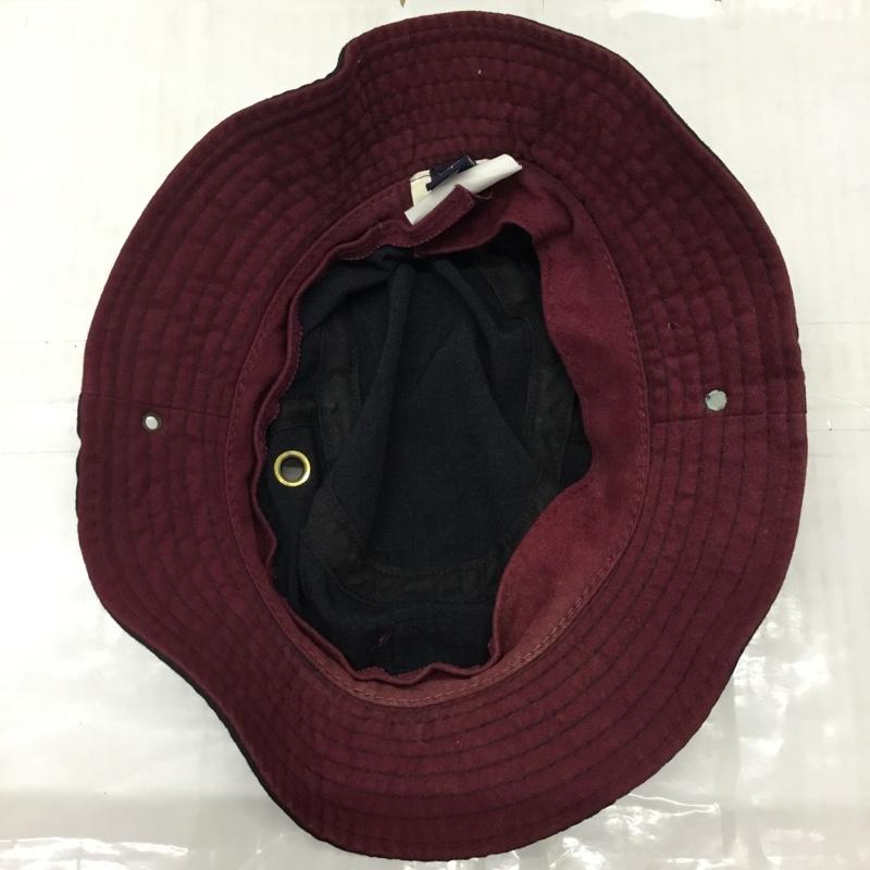 ステューシー STUSSY 帽子 ハット バケットハット USA製 ロゴ、文字 黒 / ブラック / X えんじ / ワインレッド /  メンズ USED 古着 中古 10113727