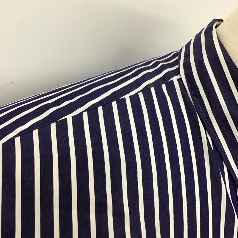 ユニクロ UNIQLO シャツ、ブラウス 長袖 331-436734 長袖シャツ ストライプシャツ カジュアルシャツ L ストライプ 白 / ホワイト / X 青 / ブルー /  メンズ USED 古着 中古 10117467