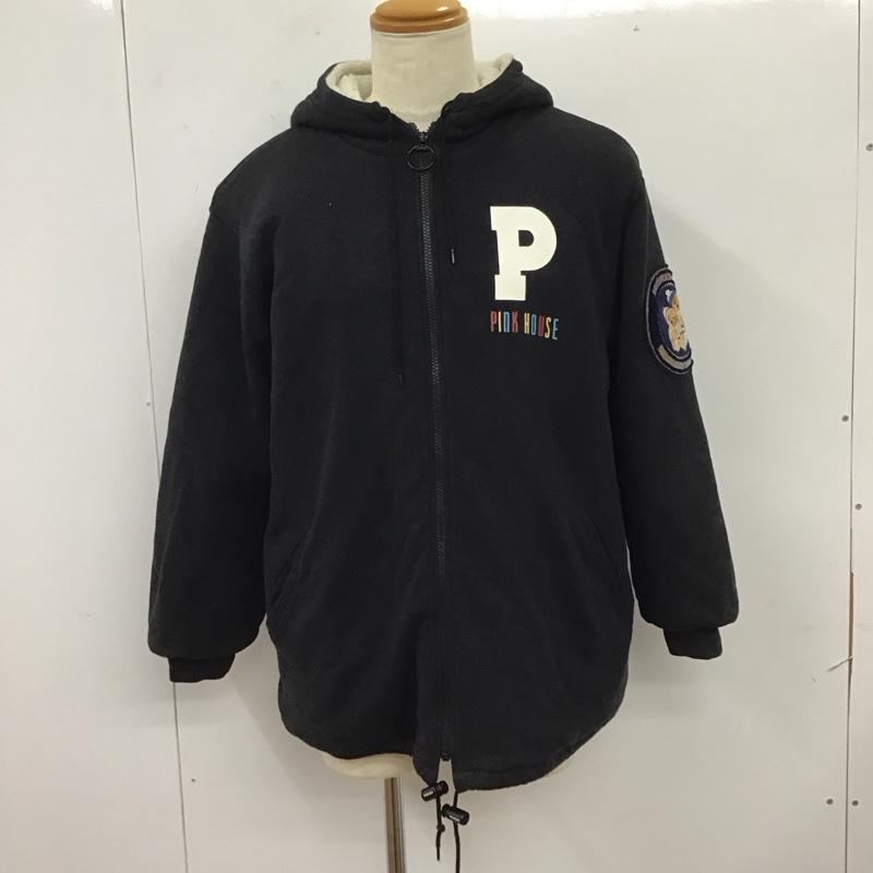ピンクハウス PINK HOUSE ジャケット、上着 ジャンパー、ブルゾン ジップアップパーカー 長袖パーカー フード付きパーカー 裏地ボア L ロゴ、文字 黒 / ブラック /  メンズ USED 古着 中古 10114953