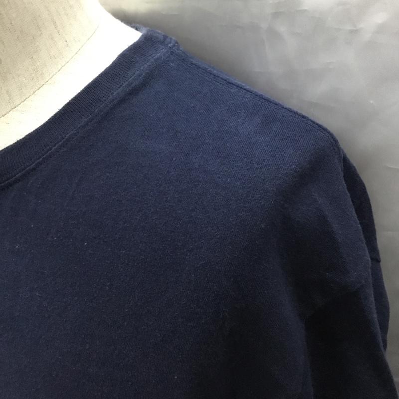 エドウィン EDWIN Tシャツ 半袖 クルーネック 胸ポケット XL ロゴ、文字 紺 / ネイビー /  メンズ USED 古着 中古 10115537