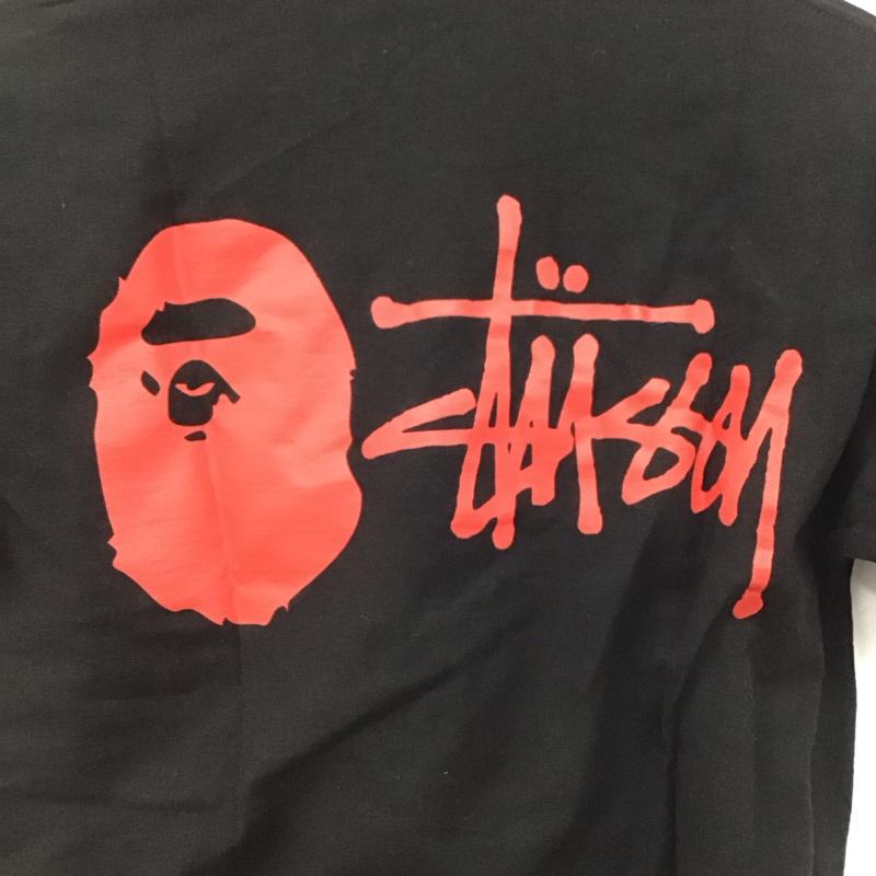 ステューシー STUSSY Tシャツ 半袖 半袖カットソー プリントTシャツ クルーネックカットソー ape コラボ S ロゴ、文字 黒 / ブラック /  メンズ USED 古着 中古 10146719