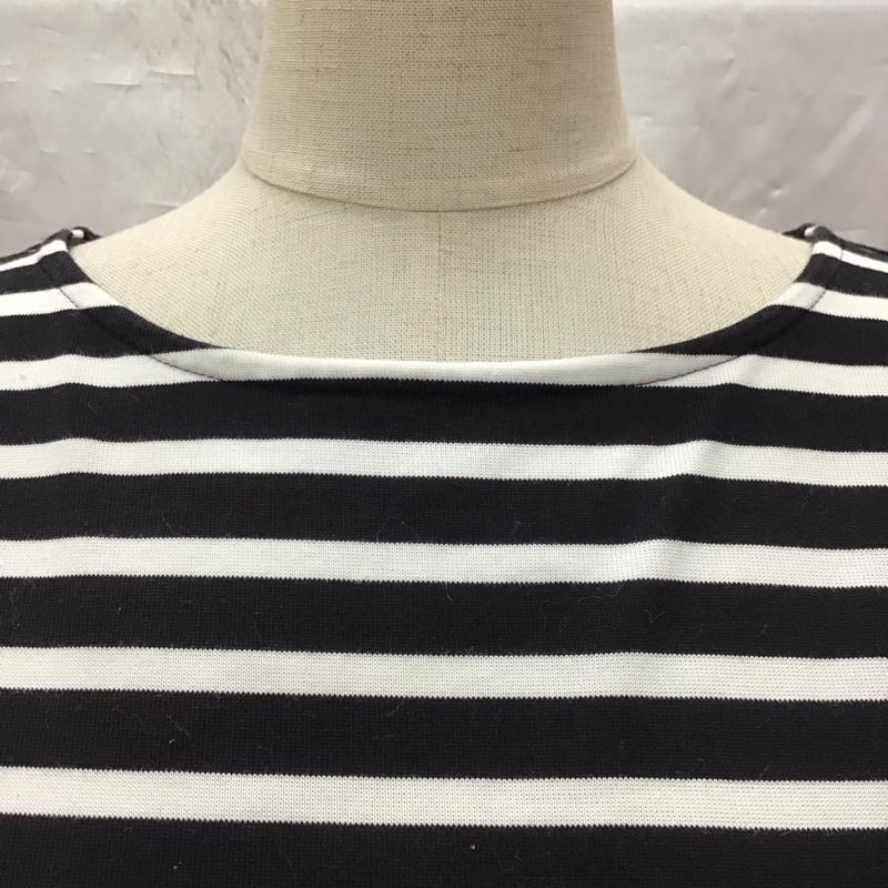 ユナイテッドアローズグリーンレーベルリラクシング UNITED ARROWS green label relaxing カットソー 半袖 3612-225-1407 後ろファスナー ボーダー柄 白 / ホワイト / X 黒 / ブラック /  レディース USED 古着 中古 10117039