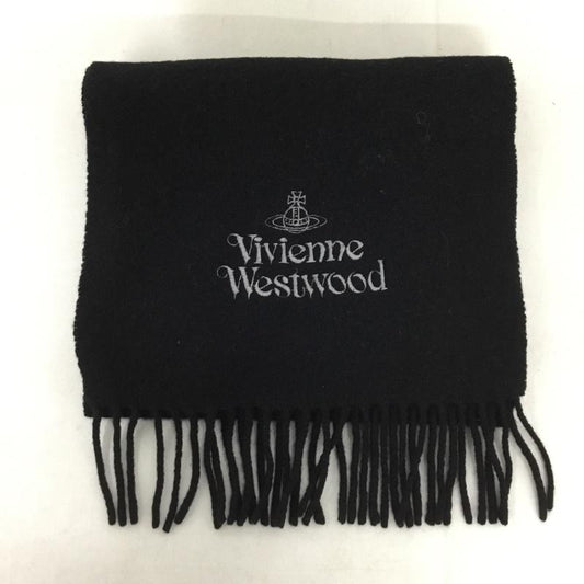ヴィヴィアンウエストウッド Vivienne Westwood マフラー マフラー ウール フリンジ オーブ ロゴ、文字 黒 / ブラック /  メンズ USED 古着 中古 10144354