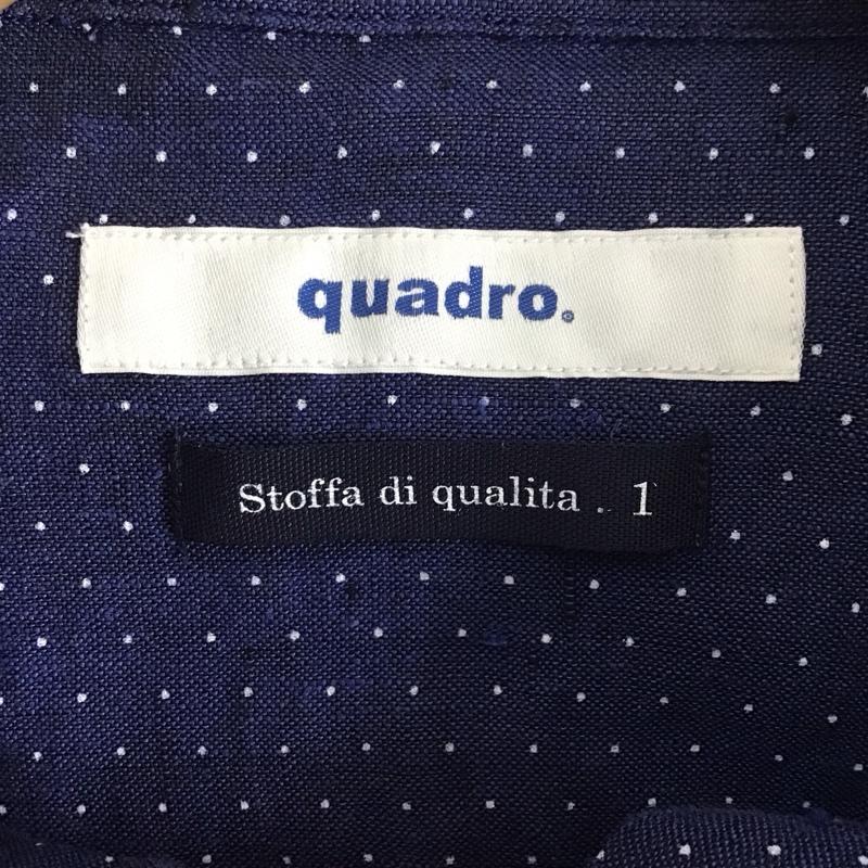 クオドロ quadro シャツ、ブラウス 長袖 長袖シャツ ドットシャツ カラーシャツ ボタンダウン 1 プリント 紺 / ネイビー /  メンズ USED 古着 中古 10131778