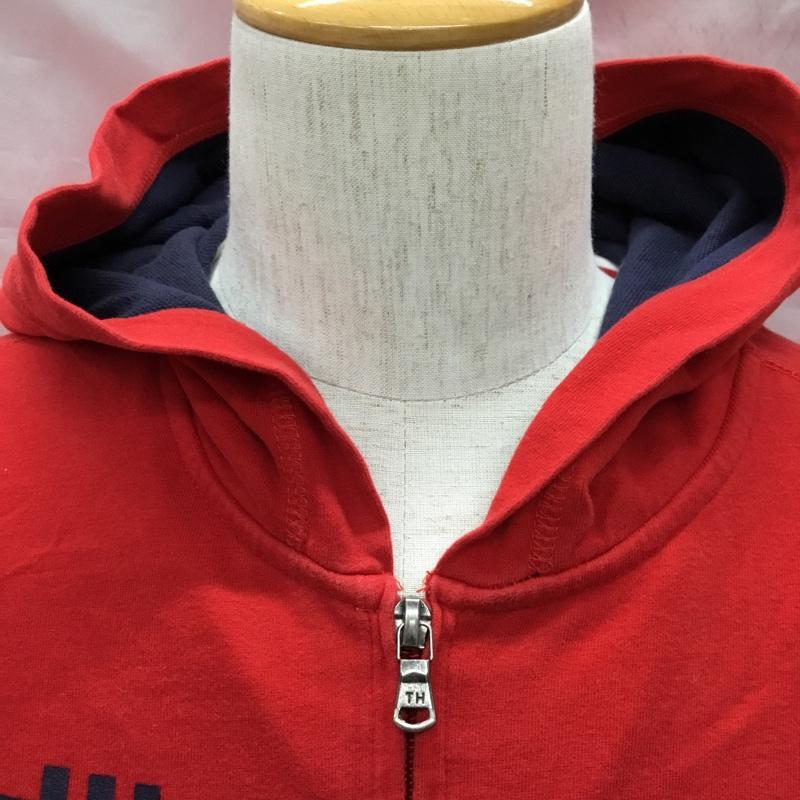トミーヒルフィガー TOMMY HILFIGER パーカー 長袖 フルジップ ジップアップ フーディー XL ロゴ、文字 赤 / レッド /  メンズ USED 古着 中古 10117174