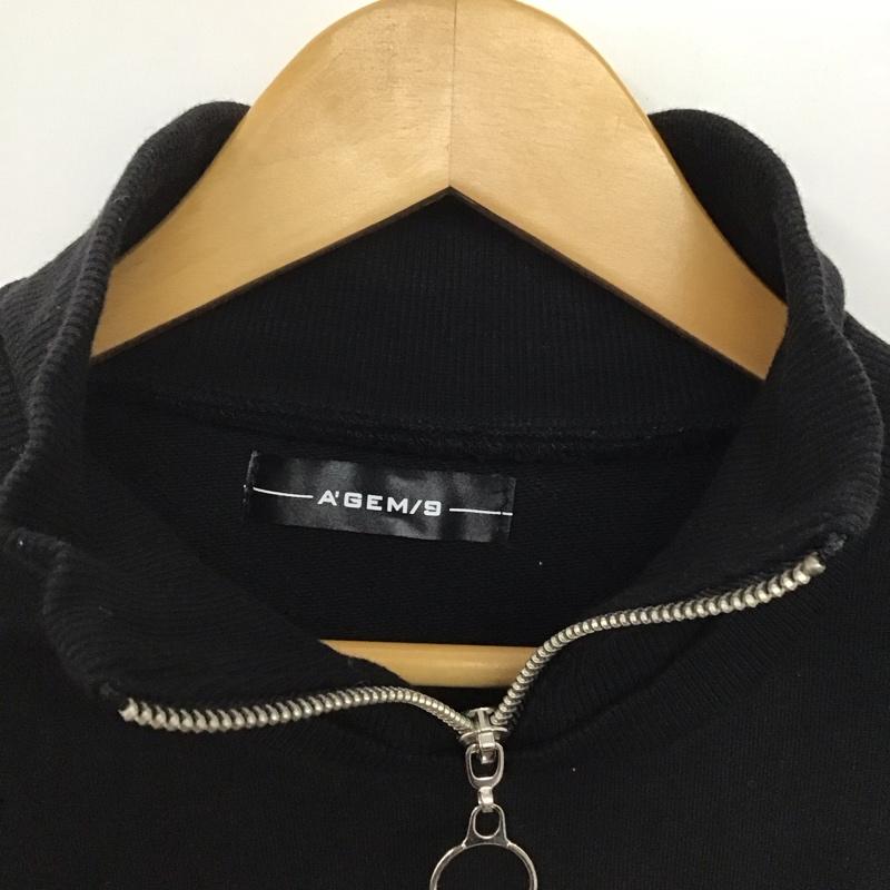 エージェムナイン A GEM/9 トレーナー 長袖 FREE プリント 黒 / ブラック /  メンズ USED 古着 中古 10141454