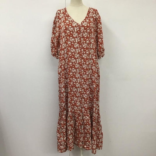 古着 USED ワンピース ロングスカート ZANZEA 半袖 前開き Vネック S 花柄 茶 / ブラウン /  レディース USED 古着 中古 10115323