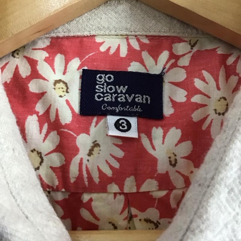 ゴースローキャラバン go slow caravan シャツ、ブラウス 七分袖 フラワー柄 7分袖シャツ プルオーバーシャツ クレリックシャツ 3 プリント 赤 / レッド /  メンズ USED 古着 中古 10139475
