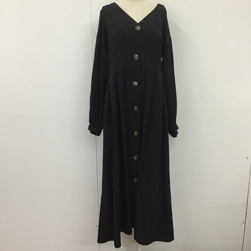 ミスティック mystic ワンピース ロングスカート MYZ1082509A0002 Vネック 前ボタン FREE 無地 黒 / ブラック /  レディース USED 古着 中古 10110970