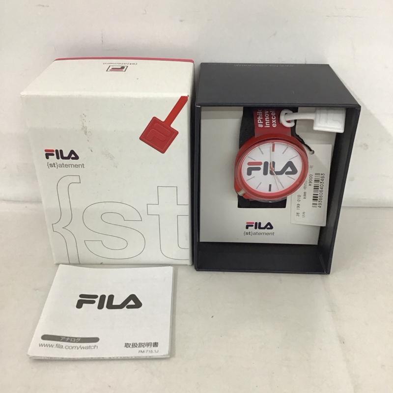 フィラ FILA 腕時計 アナログ（クォーツ式） 38-199 シリコンベルト 箱有 ロゴ、文字 赤 / レッド /  レディース USED 古着 中古 10134429