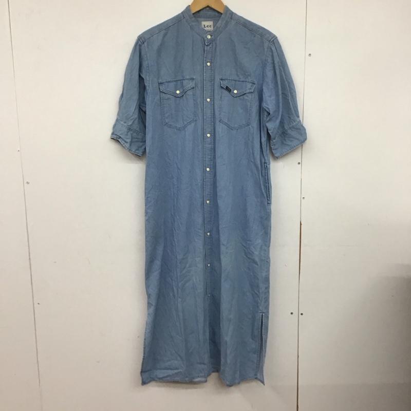 リー Lee ワンピース ロングスカート 半袖シャツワンピース ロングワンピース 前開シャツワンピース FREE ロゴ、文字 インディゴ / インディゴ /  レディース USED 古着 中古 10147103