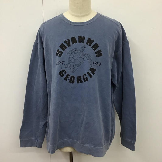 古着 USED トレーナー 長袖 COMFORT COLORS 裏起毛 亀 XL プリント 青 / ブルー /  メンズ USED 古着 中古 10116814