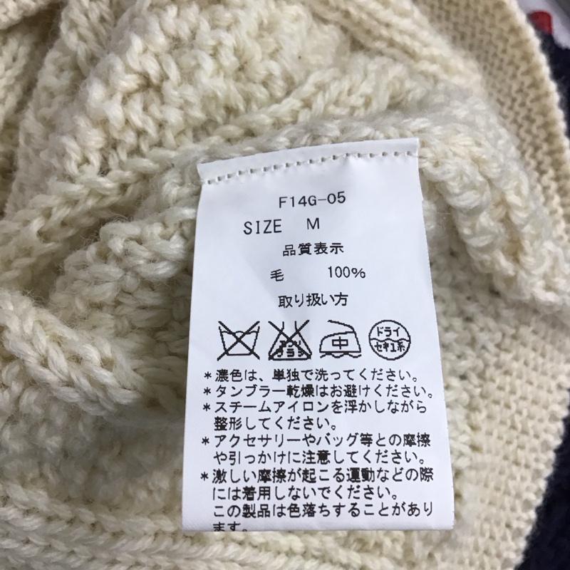 ガンジー ウーレンズ GUERNSEY WOOLLENS ニット、セーター 長袖 長袖ニットカットソー クルーネック セーター M 総柄 白 / ホワイト / X 紺 / ネイビー /  メンズ USED 古着 中古 10141474