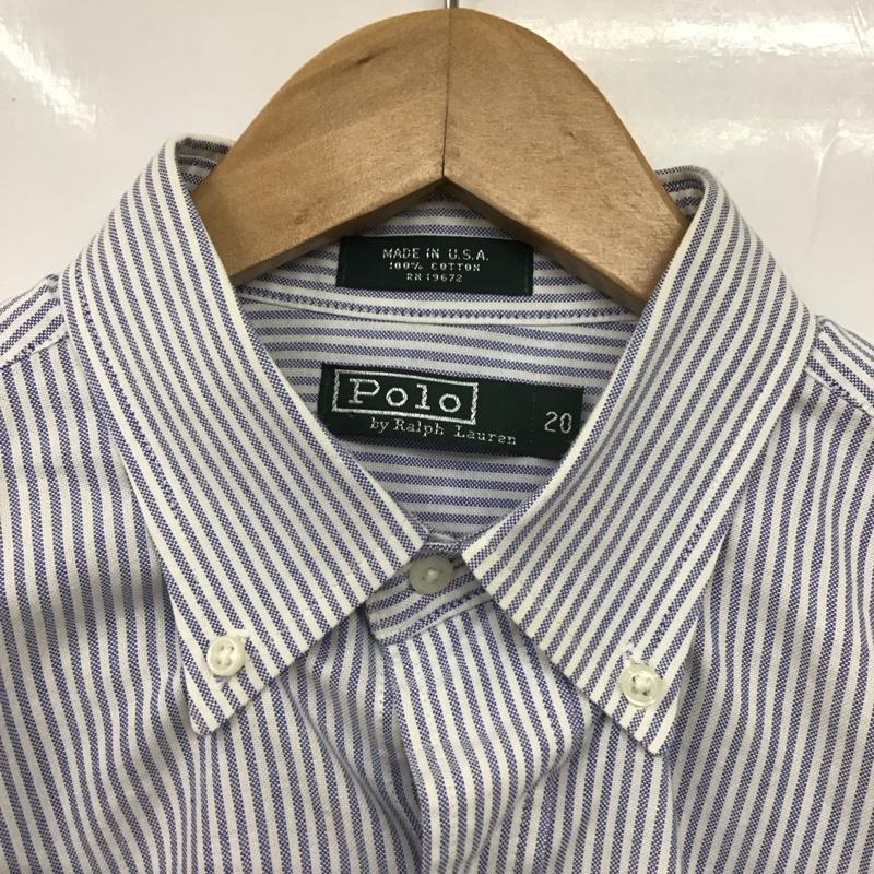 ポロバイラルフローレン Polo by RALPH LAUREN シャツ、ブラウス 長袖 ボタンダウンシャツ 80s ストライプ 白 / ホワイト / X 水色 / ライトブルー /  メンズ USED 古着 中古 10131360