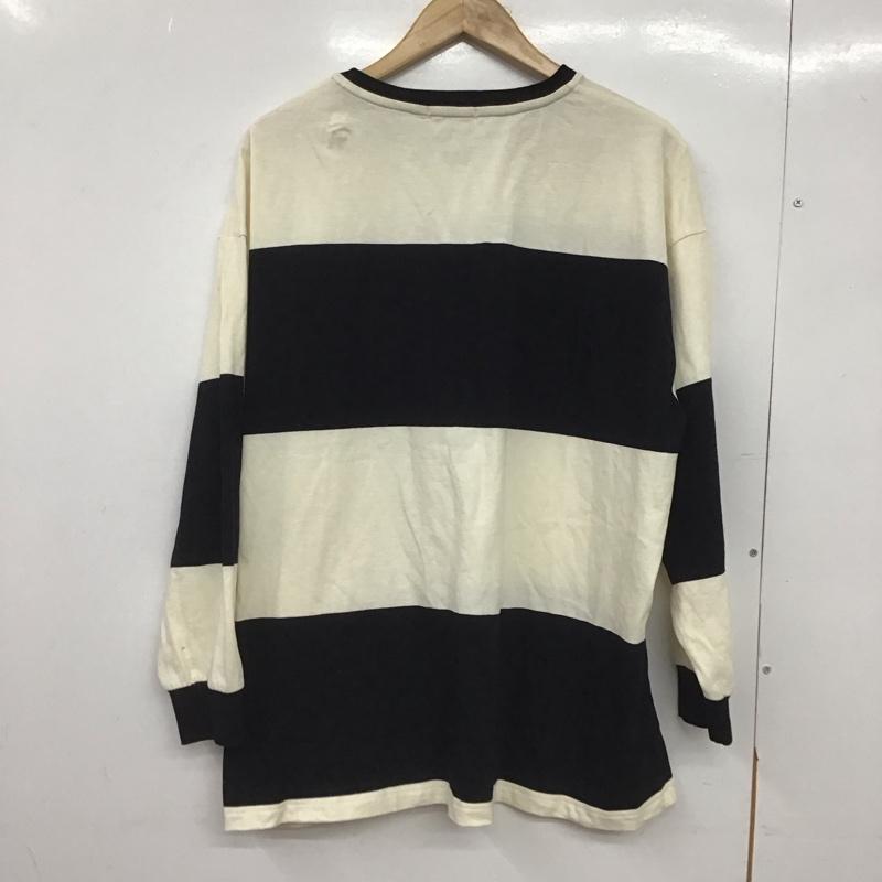 ジーナシス JEANASIS Tシャツ 長袖 FREE ボーダー柄 白 / ホワイト / X 黒 / ブラック /  レディース USED 古着 中古 10149363