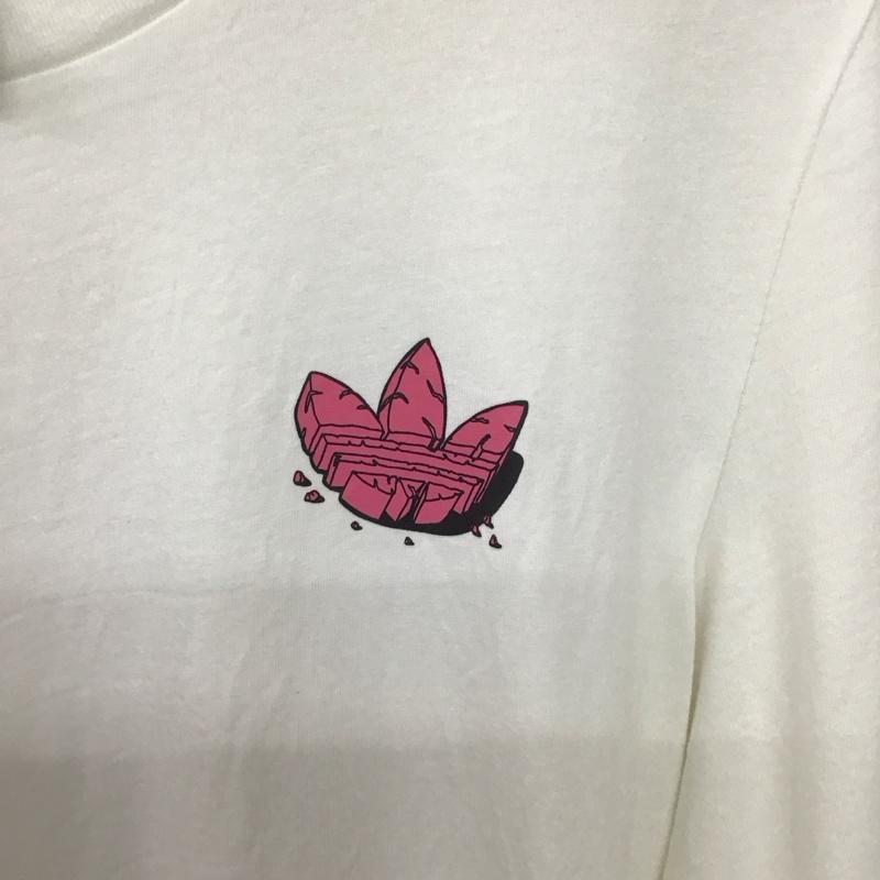アディダス adidas Tシャツ 長袖 長袖カットソー プリントカットソー クルーネック プリント 白 / ホワイト /  メンズ USED 古着 中古 10140138