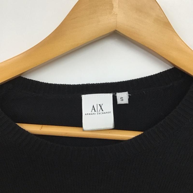 アルマーニエクスチェンジ A/X ARMANIEXCHANGE ニット、セーター 長袖 長袖ニットカットソー クルーネック セーター S ロゴ、文字 黒 / ブラック /  メンズ USED 古着 中古 10142971