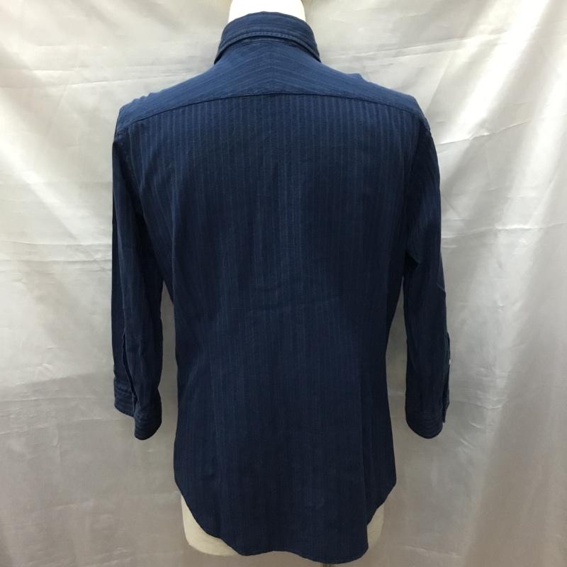 シップス SHIPS シャツ、ブラウス 七分袖 111-32-0021 L ストライプ 紺 / ネイビー /  メンズ USED 古着 中古 10117195