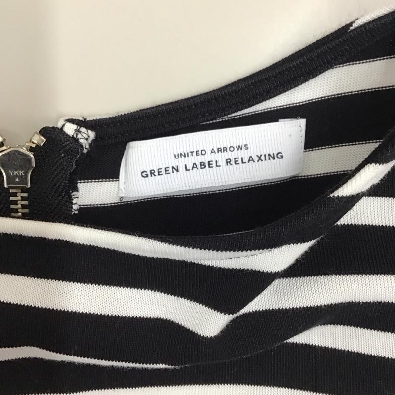 ユナイテッドアローズグリーンレーベルリラクシング UNITED ARROWS green label relaxing カットソー 半袖 3612-225-1407 後ろファスナー ボーダー柄 白 / ホワイト / X 黒 / ブラック /  レディース USED 古着 中古 10117039