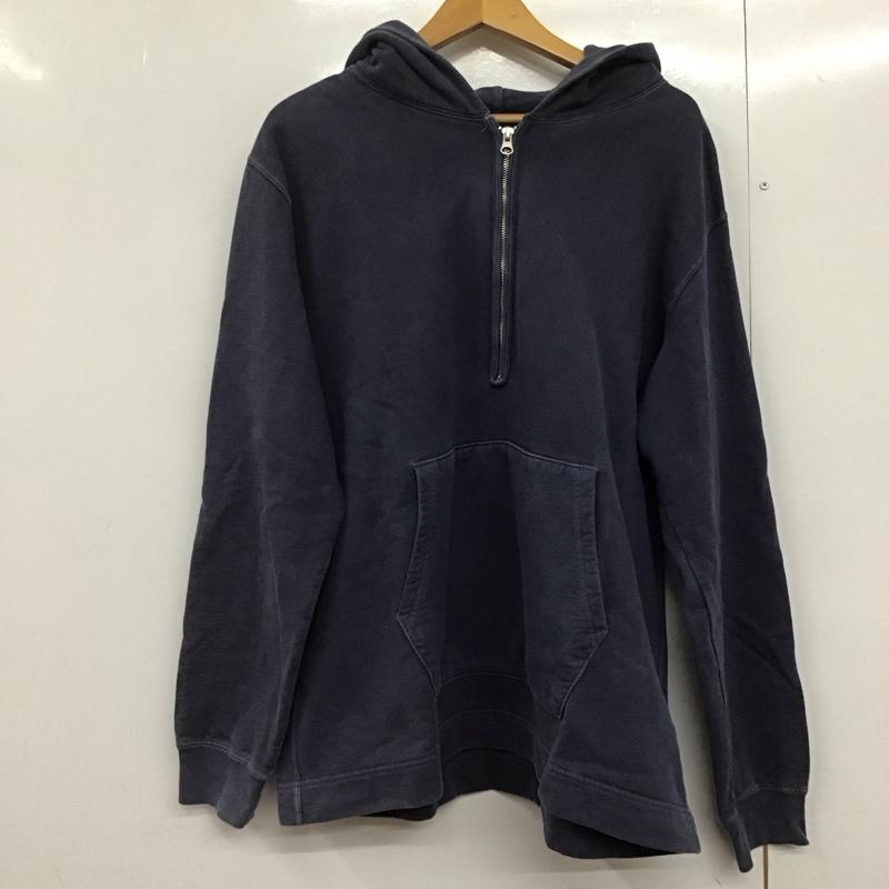 グッドオン Good On パーカー 長袖 ハーフジップ 裏起毛 L 無地 紺 / ネイビー /  メンズ USED 古着 中古 10143999