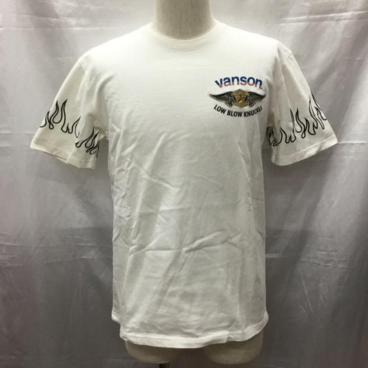 ヴァンソン VANSON Tシャツ 半袖 バックプリント 刺繍 L ロゴ、文字 白 / ホワイト /  メンズ USED 古着 中古 10111388
