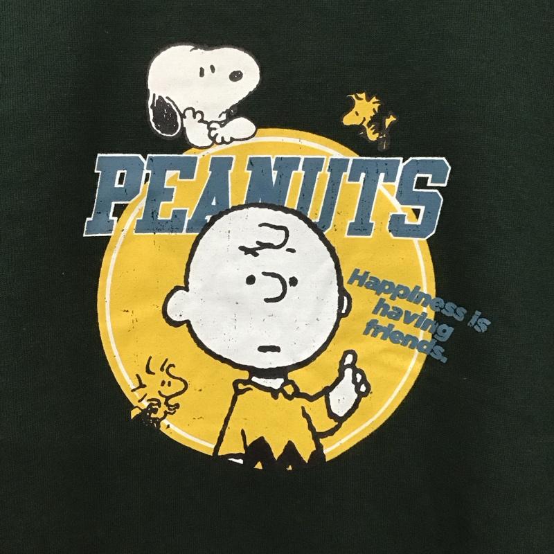 ピーナッツ PEANUTS トレーナー 長袖 長袖トレーナー スウェット クルーネック プルオーバー LL ロゴ、文字 緑 / グリーン /  メンズ USED 古着 中古 10129520