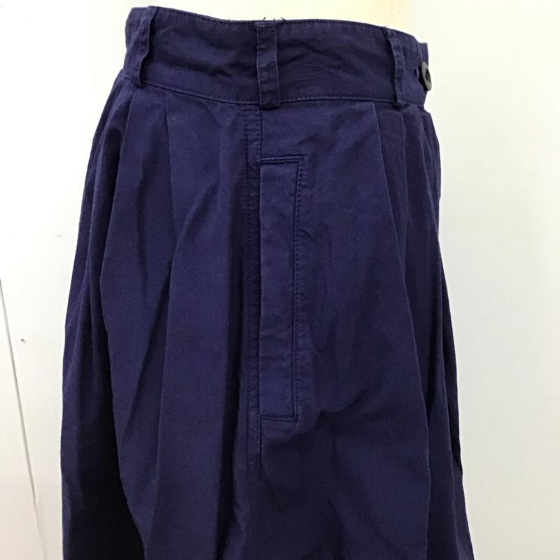 エムエイチエル MHL. スカート ひざ丈スカート 595-132453 コットンリネン フレアスカート 3 無地 紺 / ネイビー /  レディース USED 古着 中古 10115107