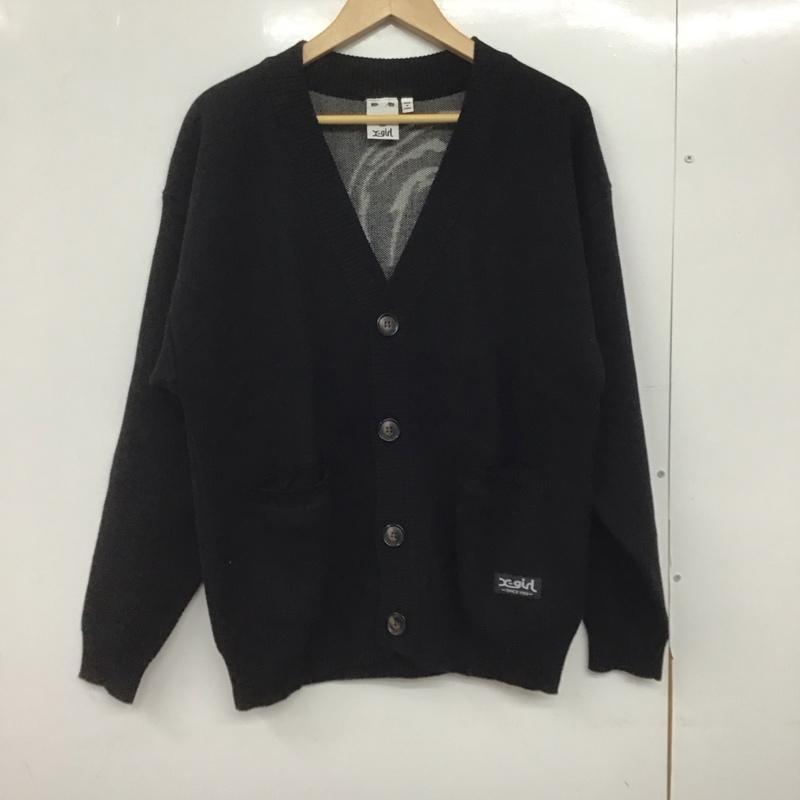 エックスガール X-girl カーディガン 長袖 105233015003 FACE KNIT CARDIGAN ONE SIZE 無地 黒 / ブラック /  レディース USED 古着 中古 10146795