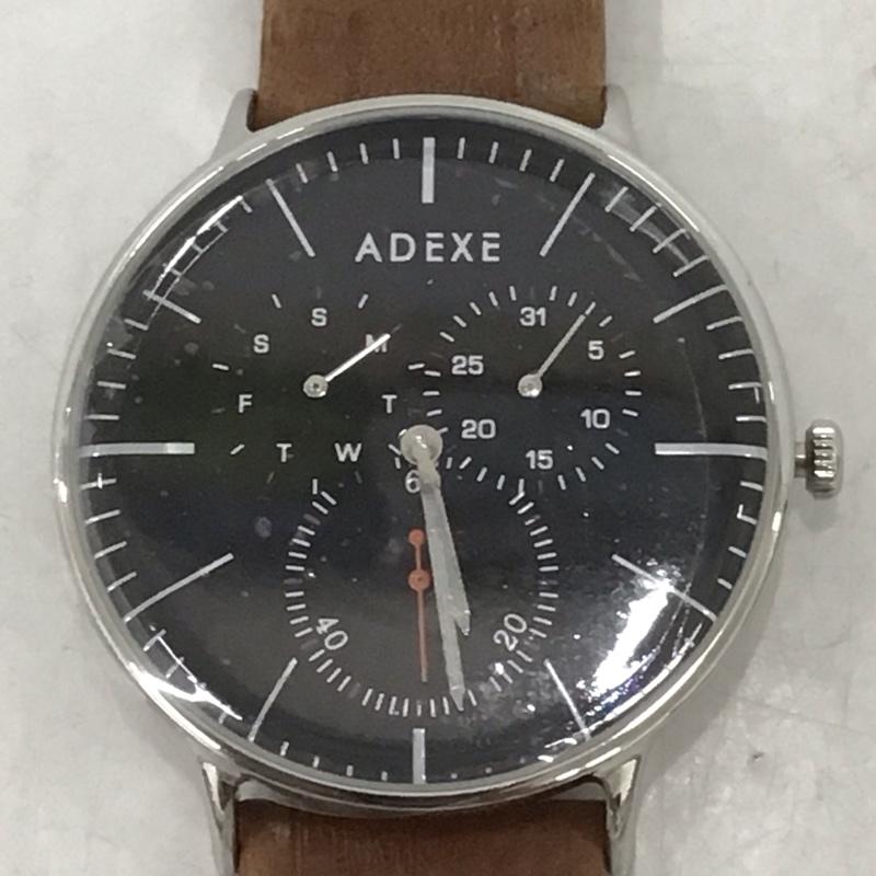 アデクス ADEXE 腕時計 アナログ（クォーツ式） 1868A-04 レザーバンド 箱有 ロゴ、文字 茶 / ブラウン /  メンズ USED 古着 中古 10134437