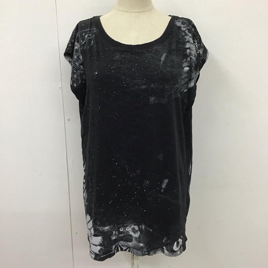 ディーゼル DIESEL Tシャツ 半袖 フレンチスリーブ S 総柄 黒 / ブラック /  レディース USED 古着 中古 10114459