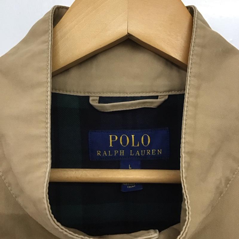 ポロラルフローレン POLO RALPH LAUREN ジャケット、上着 ジャケット、ブレザー ジップアップジャケット アウター スタンドカラージャケット L ロゴ、文字 ベージュ / ベージュ /  メンズ USED 古着 中古 10146446