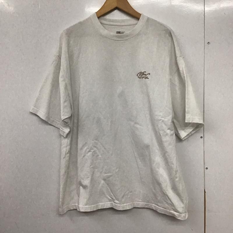 ニューエラ NEW ERA Tシャツ 半袖 クルーネック バックロゴ 刺繍 L ロゴ、文字 白 / ホワイト /  メンズ USED 古着 中古 10146536
