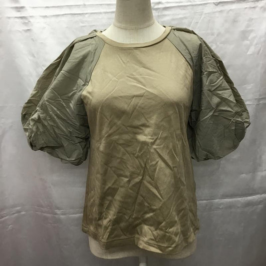 スライ SLY カットソー 半袖 030FSA80-3150 DOCKING PUFF SL TOPS パフスリーブ FREE 無地 灰 / グレー / X ベージュ / ベージュ /  レディース USED 古着 中古 10107447
