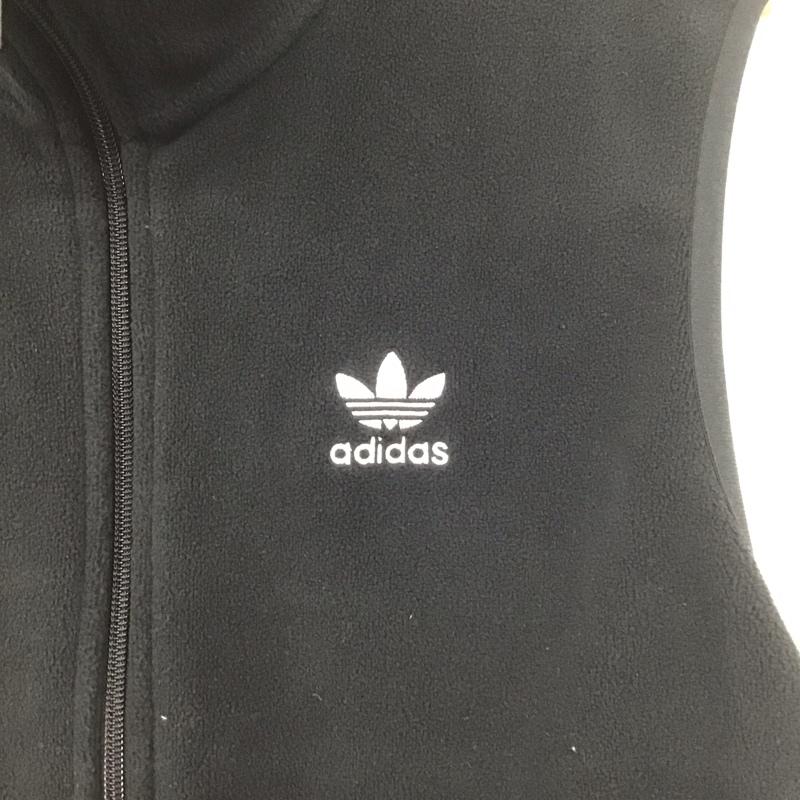 アディダス adidas ベスト ベスト ジップアップベスト フリースベスト ノースリーブ スタンドカラー ロゴ、文字 黒 / ブラック /  メンズ USED 古着 中古 10140140