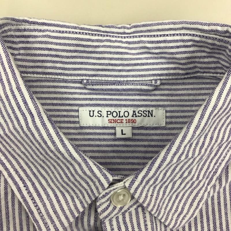 ユーエスポロアッスン U.S.POLO ASSN. シャツ、ブラウス 半袖 半袖シャツ カラーシャツ 半袖カットソー ストライプシャツ L ストライプ マルチカラー / マルチカラー /  メンズ USED 古着 中古 10116959