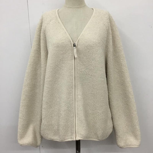 ユニクロ UNIQLO カーディガン 長袖 241-418245 ボアフリースVネックフルジップカーディガン ジップアップジャケット L 無地 白 / ホワイト /  レディース USED 古着 中古 10110302