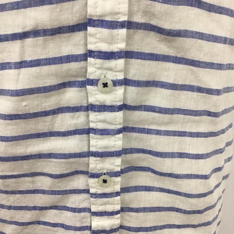 バーバリーブラックレーベル BURBERRY BLACK LABEL シャツ、ブラウス 半袖 半袖シャツ カラーシャツ 半袖カットソー ボーダーシャツ 2 ボーダー柄 白 / ホワイト / X 水色 / ライトブルー /  メンズ USED 古着 中古 10114633