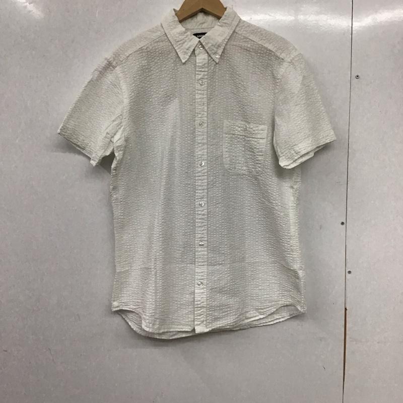 ランズエンド LANDS END シャツ、ブラウス 半袖 半袖シャツ 白シャツ ボタンダウンシャツ L ストライプ 白 / ホワイト /  メンズ USED 古着 中古 10135489
