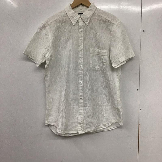 ランズエンド LANDS END シャツ、ブラウス 半袖 半袖シャツ 白シャツ ボタンダウンシャツ L ストライプ 白 / ホワイト /  メンズ USED 古着 中古 10135489