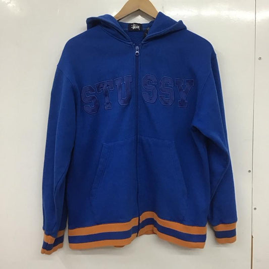 ステューシー STUSSY パーカー 長袖 長袖パーカー ジップアップパーカー スウェット 90s S ロゴ、文字 青 / ブルー /  メンズ USED 古着 中古 10139676