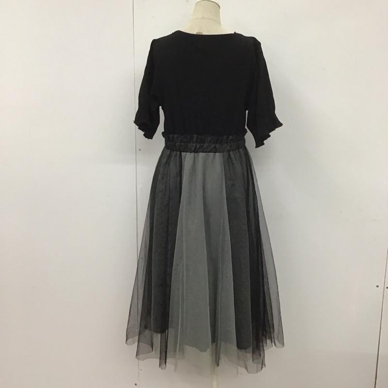 アクシーズファム axes femme ワンピース ロングスカート 半袖ロングワンピース フレアスカート レースワンピース M 無地 黒 / ブラック /  レディース USED 古着 中古 10107717