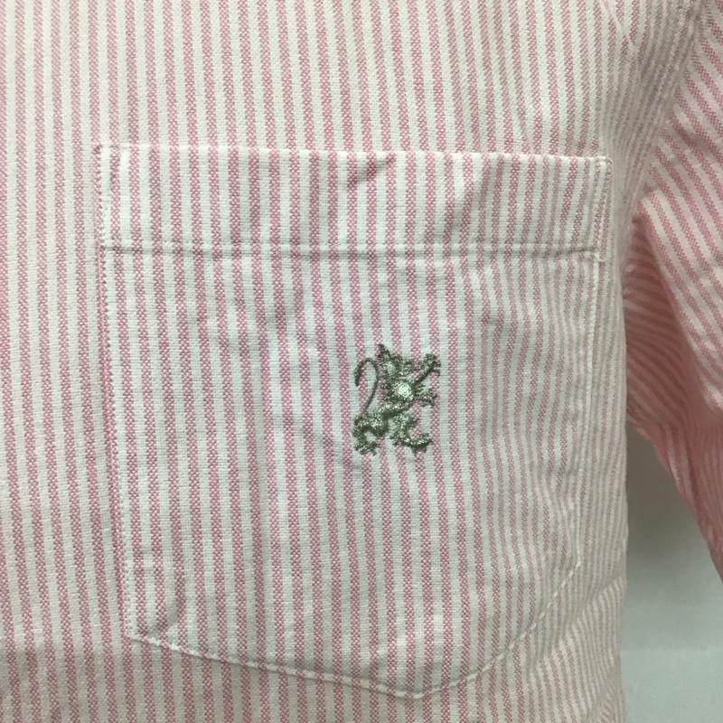 ステューシー STUSSY シャツ、ブラウス 半袖 半袖シャツ ストライプシャツ ボタンダウンシャツ M ストライプ 白 / ホワイト / X 桃 / ピンク /  メンズ USED 古着 中古 10112089
